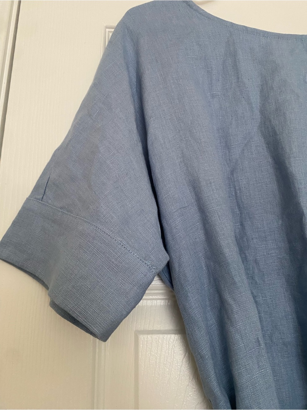 Lintico Blue 100% Linen Maddie Kimono loose maxi dress belted M LAGENLOOK - Picture 6 of 10